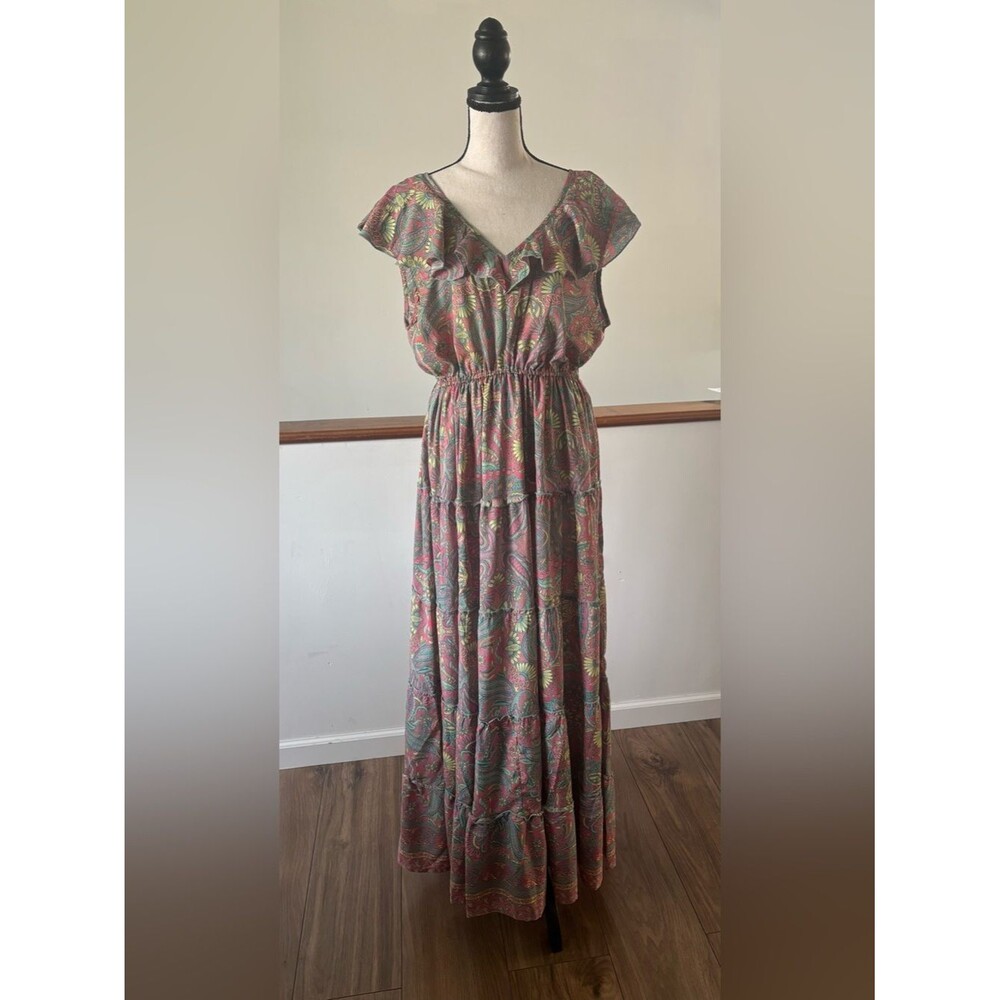 Anthropologie Boemo Paisley Boho Tiered Maxi Dress